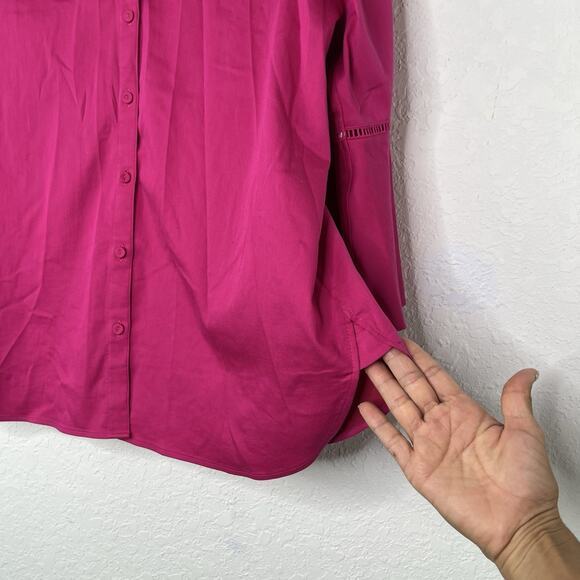 Chico's Hot Pink Blouse Bell Sleeve Size US 12, Formal, Cocktail, Business, Fall - Picture 4 of 9